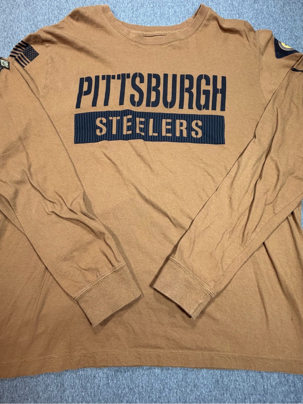 Nike Pittsburgh Steelers Salute to Service Long Sleeve Tee Brown NFL Mens XL